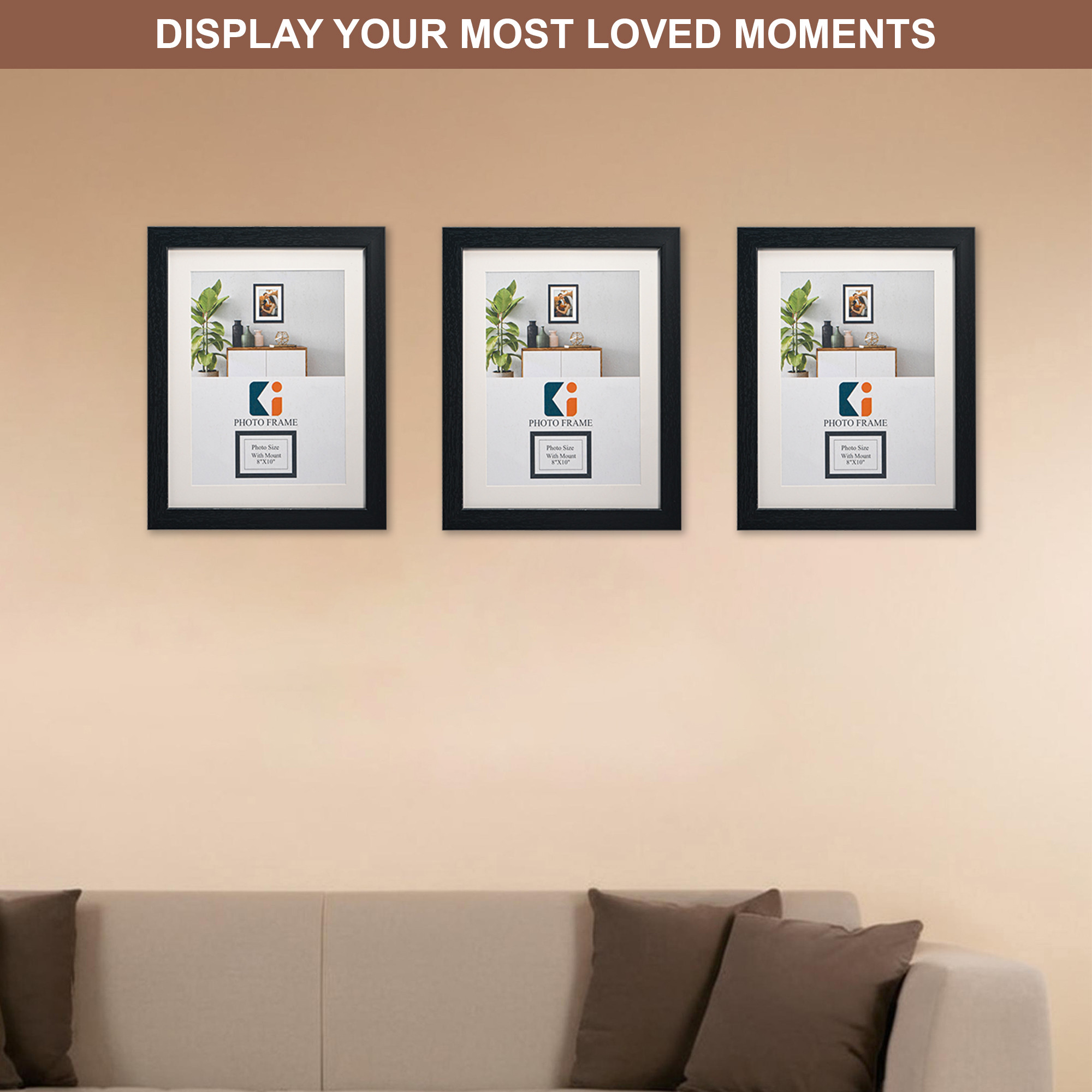 Kuber Industries 8 x 10 Inches Large Photo Frame Set of 6  Plexi Glass  Black Frames for Hanging Wall Decor  Photoframe for Living Room Bedroom Wall Home and Office Decor