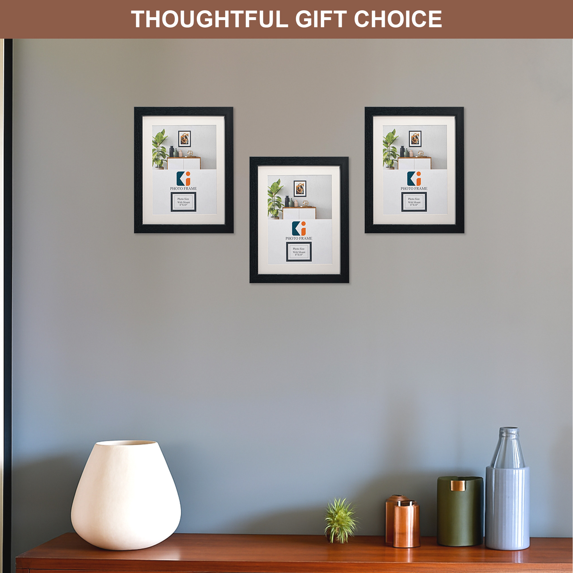 Kuber Industries 8 x 10 Inches Large Photo Frame Set of 6  Plexi Glass  Black Frames for Hanging Wall Decor  Photoframe for Living Room Bedroom Wall Home and Office Decor