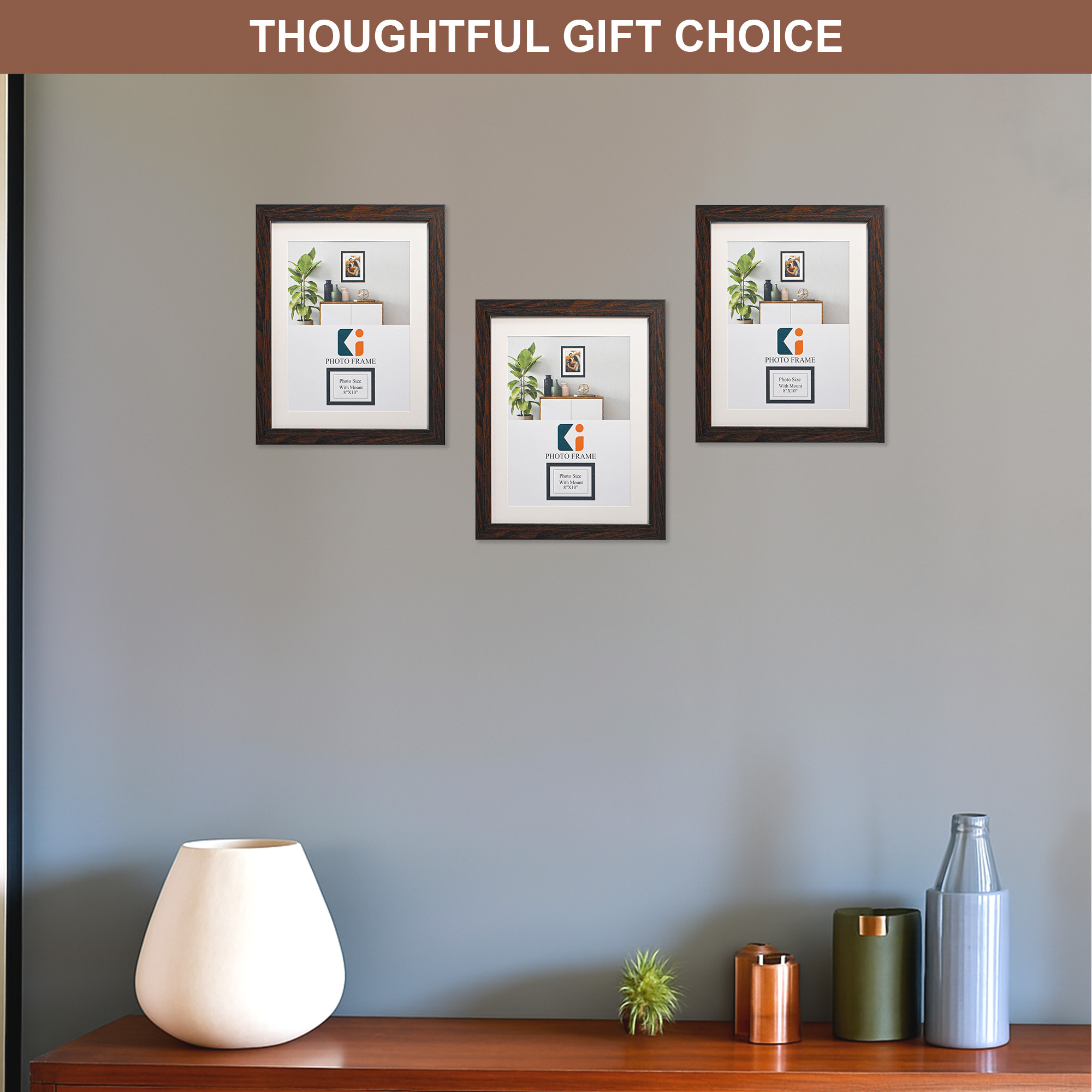 Kuber Industries 8 x 10 Inches Large Photo Frame Set of 6 for Hanging Wall Decor  Plexi Glass  Picture Frames for Home Decor and Office  Photoframe for Living Room and Bedroom Wall  Brown