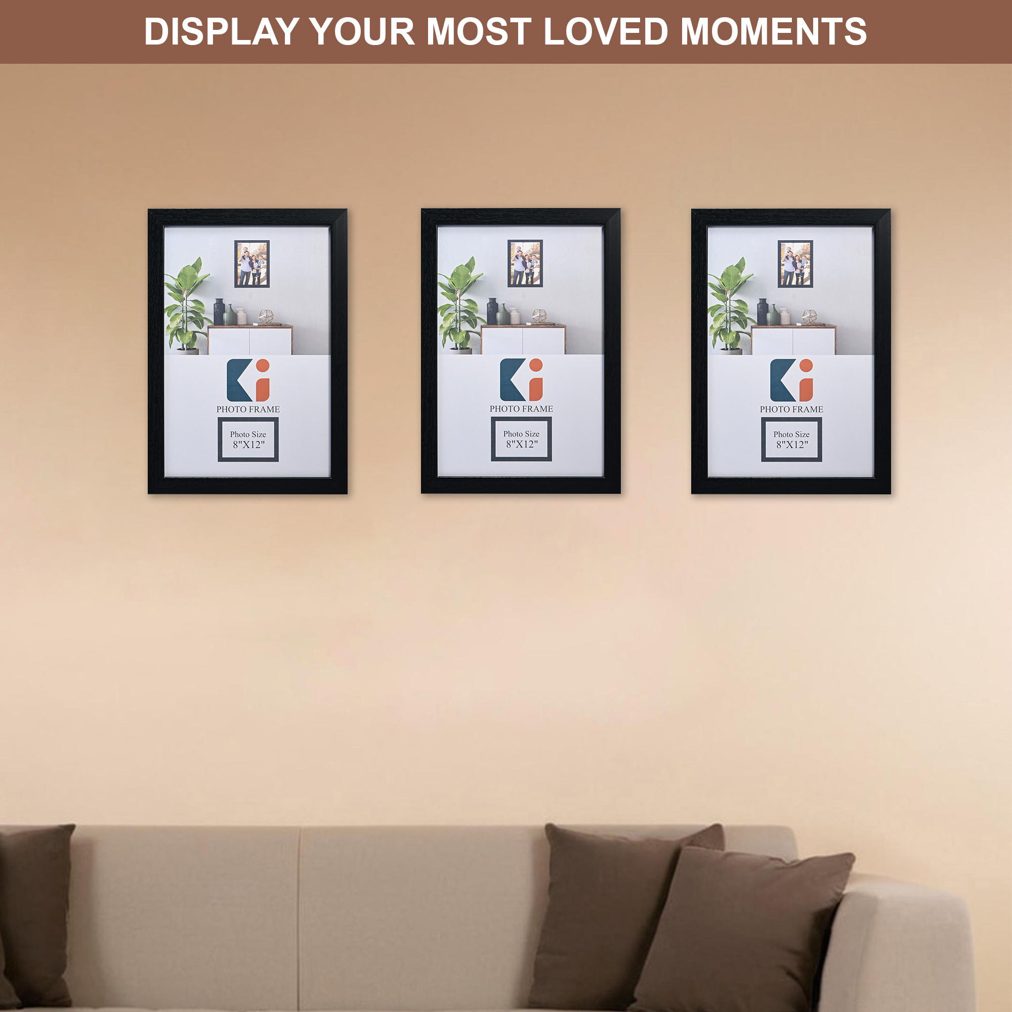 Kuber Industries 8 x 12 Inches A4 Photo Frame Set of 5  Plexi Glass  Black Frames for Hanging Wall Decor  Photoframe for Living Room Bedroom Wall Home and Office Decor