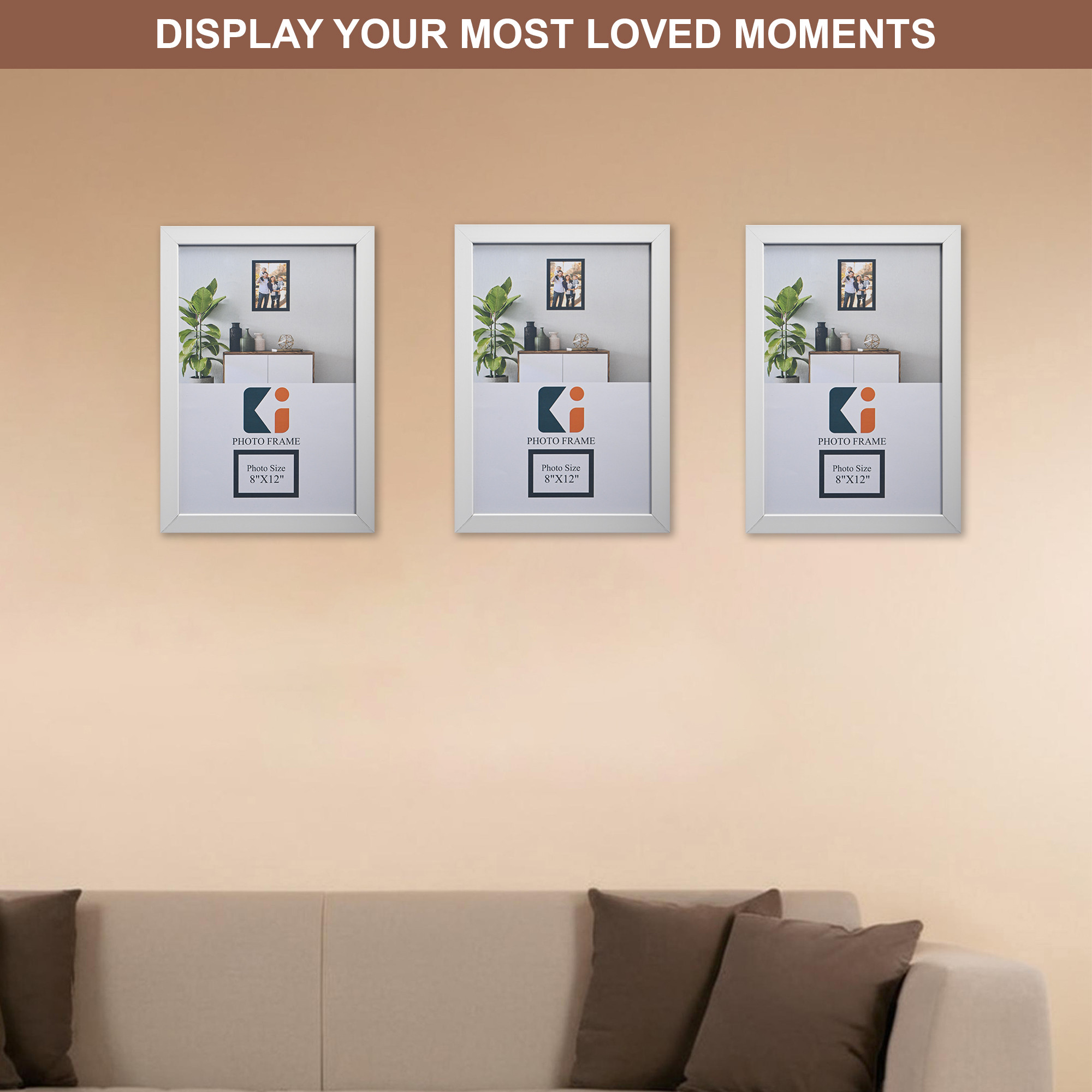 Kuber Industries 8 x 12 Inches A4 Photo Frame Set of 5  Plexi Glass  White Photo Frame for Hanging Wall Decor  Photoframe for Living Room Bedroom Wall Home and Office Decor