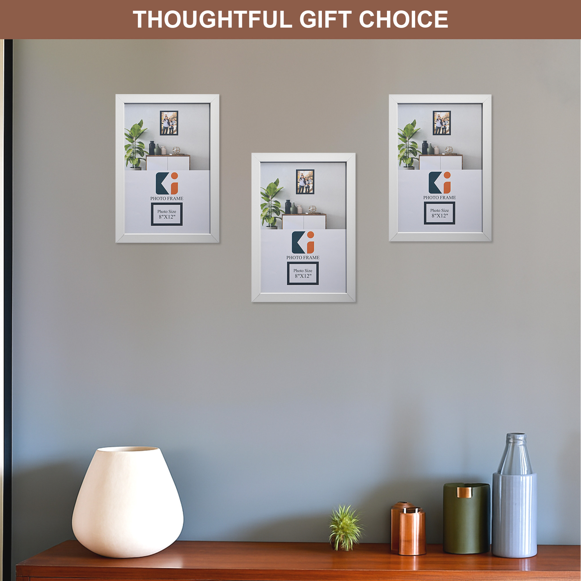 Kuber Industries 8 x 12 Inches A4 Photo Frame Set of 5  Plexi Glass  White Photo Frame for Hanging Wall Decor  Photoframe for Living Room Bedroom Wall Home and Office Decor