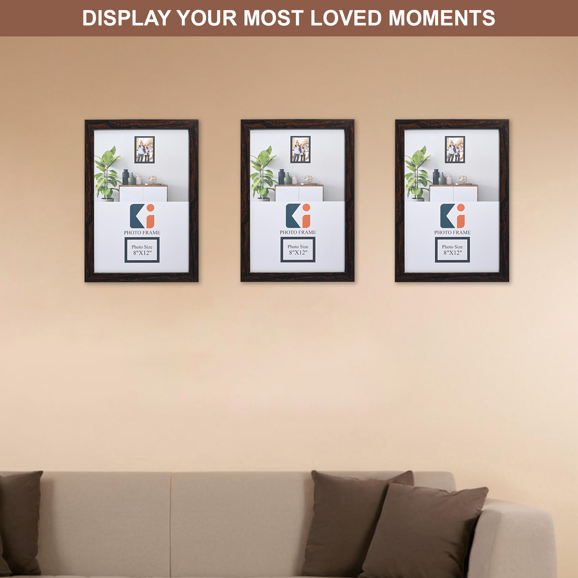 Kuber Industries 8 x 12 Inches A4 Photo Frame Set of 5 for Hanging Wall Decor  Plexi Glass  Picture Frames for Home Decor and Office  Photoframe for Living Room and Bedroom Wall  Brown