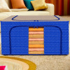 88 Liter Clothes Storage Box | Foldable Steel Frame Clothes Organizer | Storage Box For Wardrobe-Saree-Shirts And Blankets | Underbed Storage Bag | Dot Print | Royal Blue