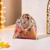 8x9 Inch Potli Bag For Women & Girls With Pearl Handles | Gifting Handbag / Purse - Ideal For Party, Wedding & Events | Radha Krishna Print - Peach