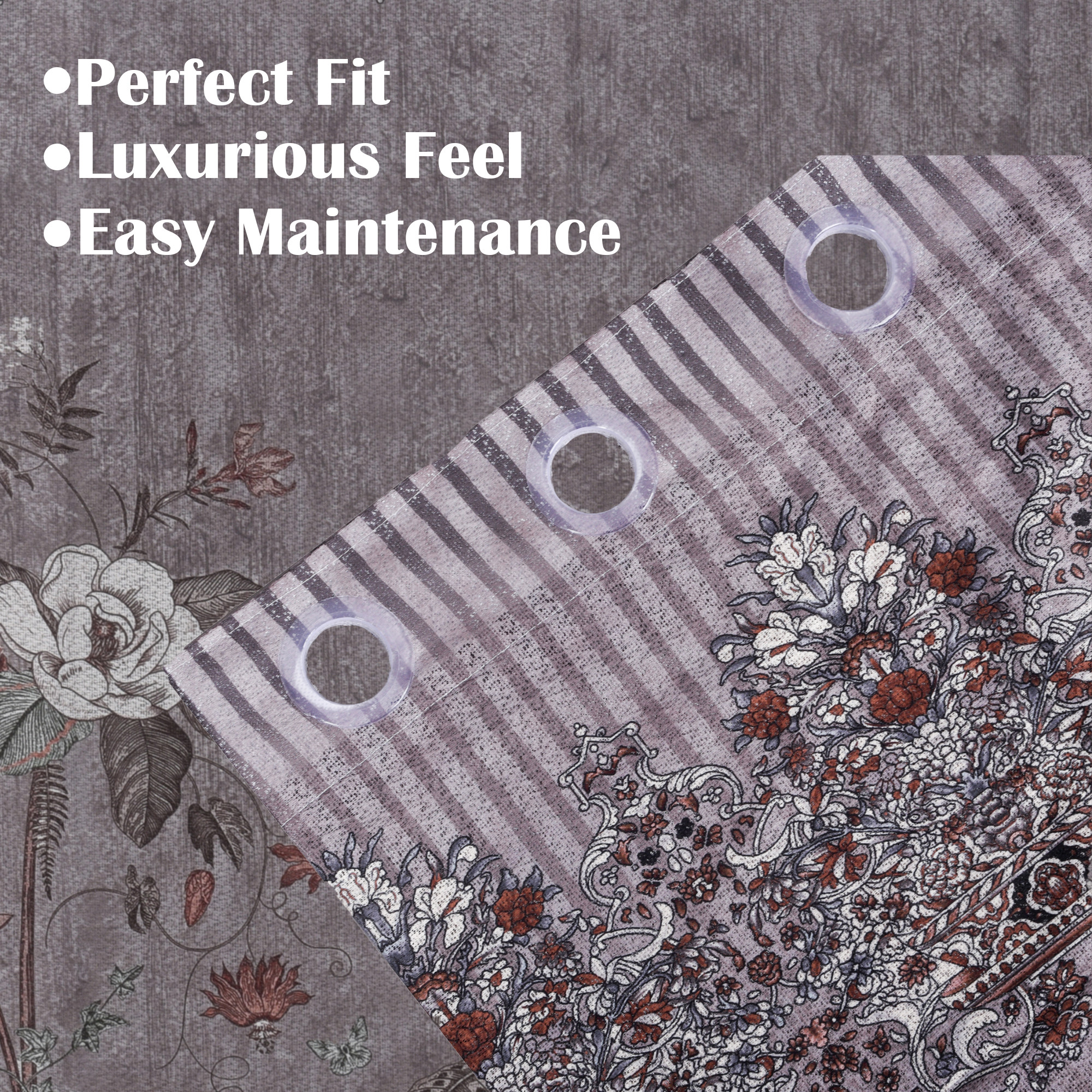 Kuber Industries 9 Feet Curtains for Living Room  Door Curtains for Balcony Bedroom  Pooja Room  Flower Print - Brown