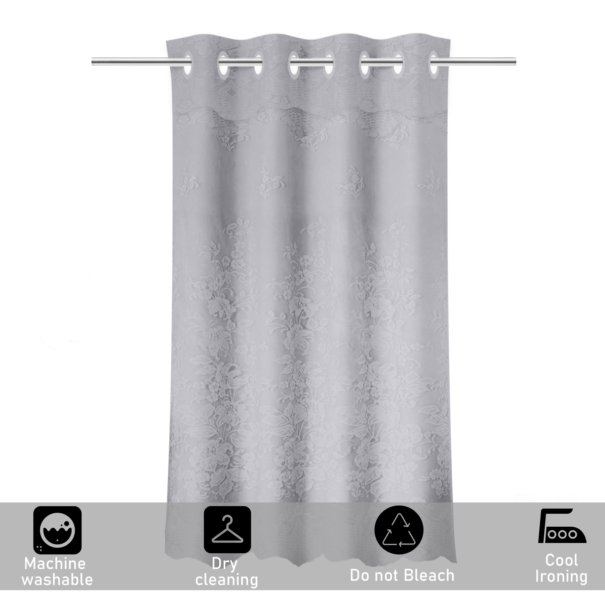 Kuber Industries 9 Feet Stylish Curtains for Living Room  Bedroom  Light Control  Pests Preventive Door Parde for Pooja Room  Home Decor  Frill Net - Grey