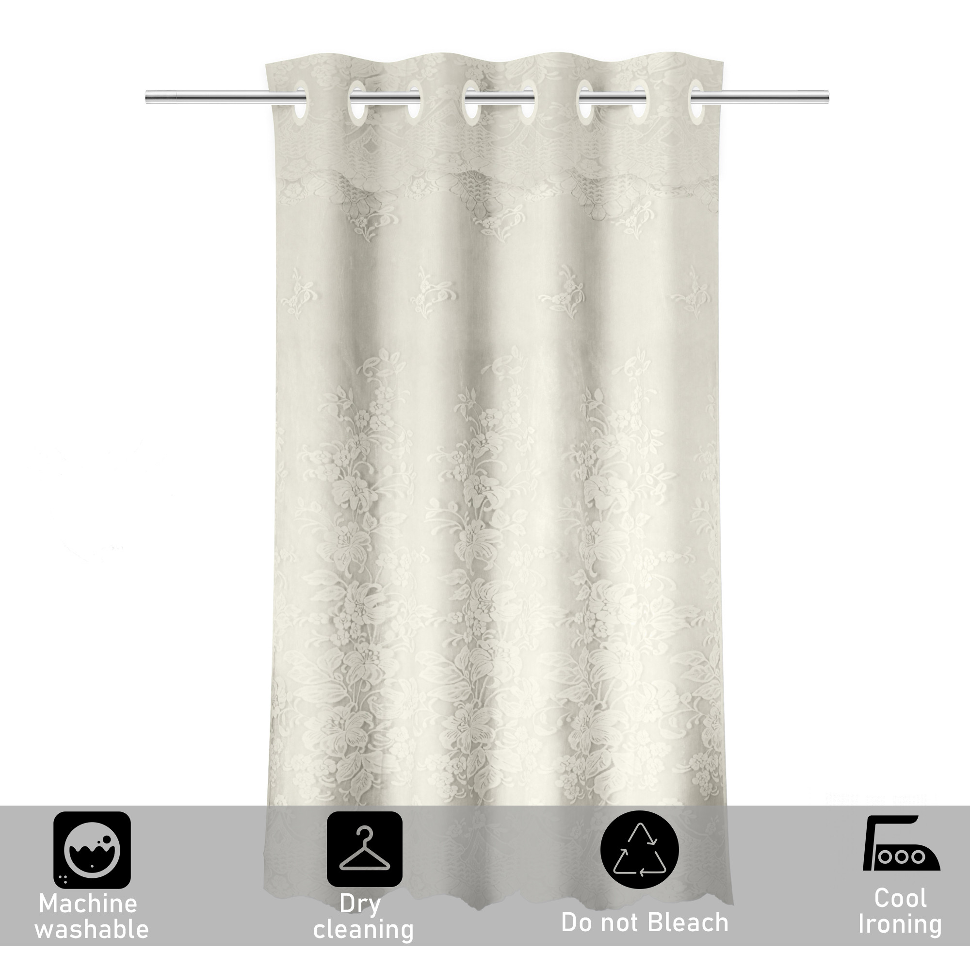 Kuber Industries 9 Feet Stylish Curtains for Living Room  Bedroom  Light Control  Pests Preventive Door Parde for Pooja Room  Home Decor  Frill Net - Cream