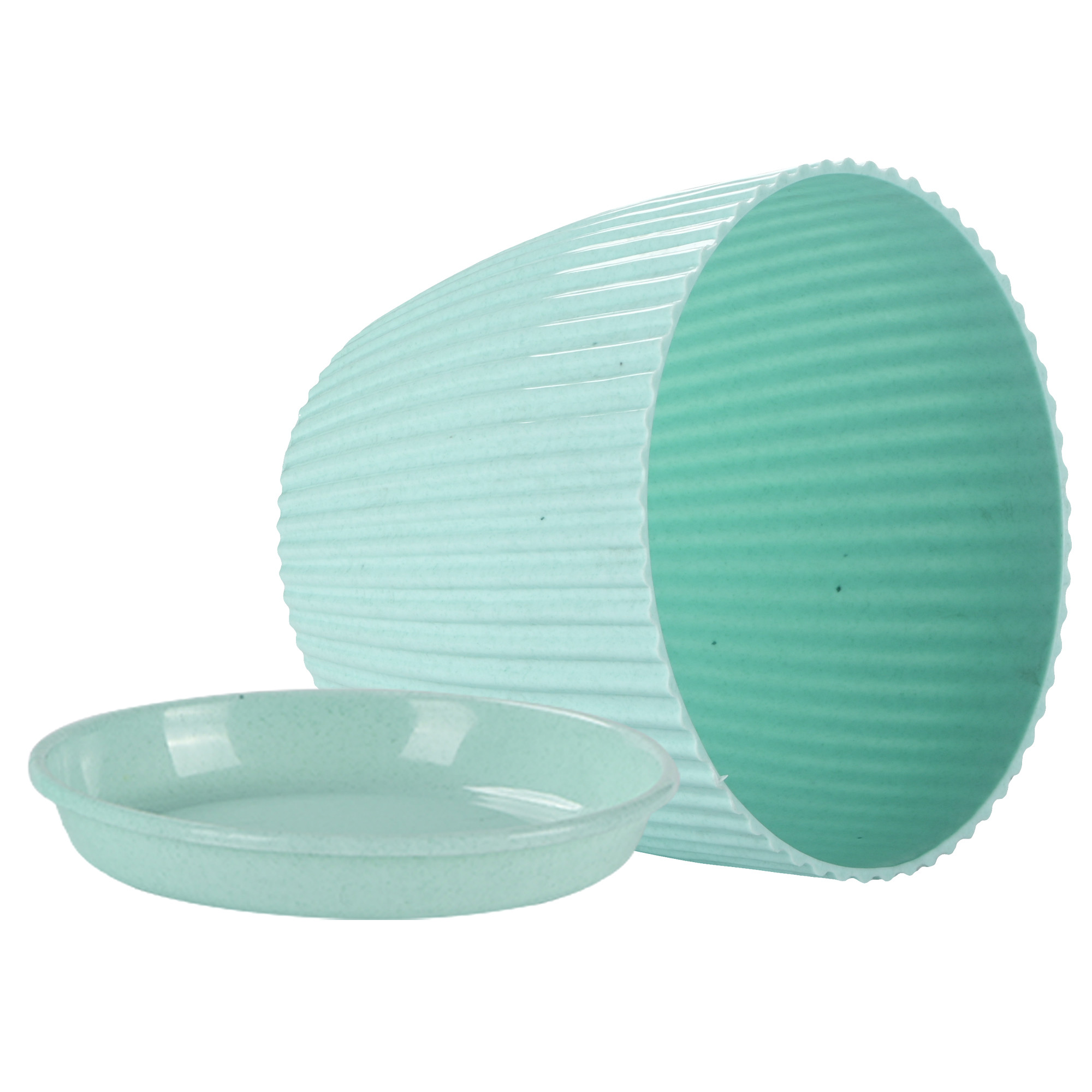 Kuber Industries 9 Inches Flower Pots for Garden with Tray  Planters for Home Decor  Gamla  Gardening Pots for Balcony  Indoor  Plant Pot for Living Room  Marble Mega - Green