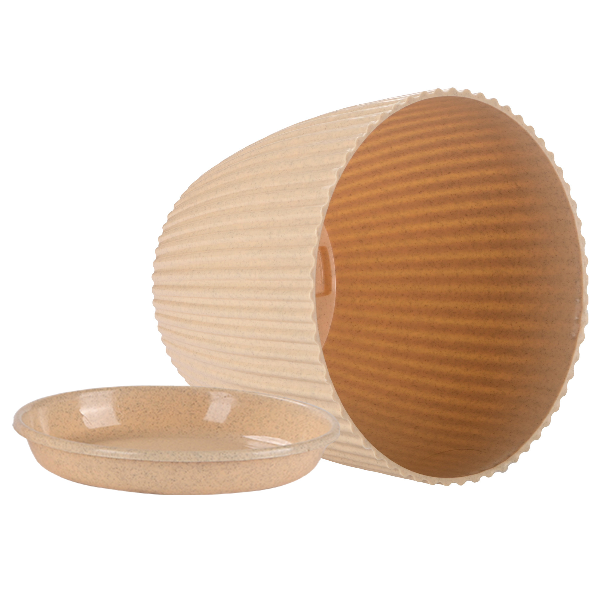 Kuber Industries 9 Inches Flower Pots for Garden with Tray  Planters for Home Decor  Gamla  Gardening Pots for Balcony  Indoor  Plant Pot for Living Room  Marble Mega - Beige