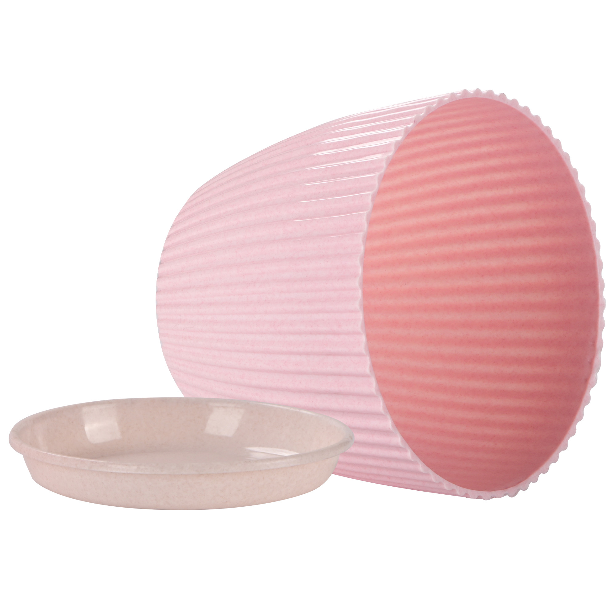 Kuber Industries 9 Inches Flower Pots for Garden with Tray  Planters for Home Decor  Gamla  Gardening Pots for Balcony  Indoor  Plant Pot for Living Room  Marble Mega - Pink