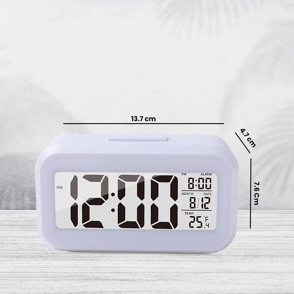 Kuber Industries ABS Battery Oprated Loud Digital Alarm Clock|Desk, Table Clock|Alarm Clock For Heavy Sleepers (White)