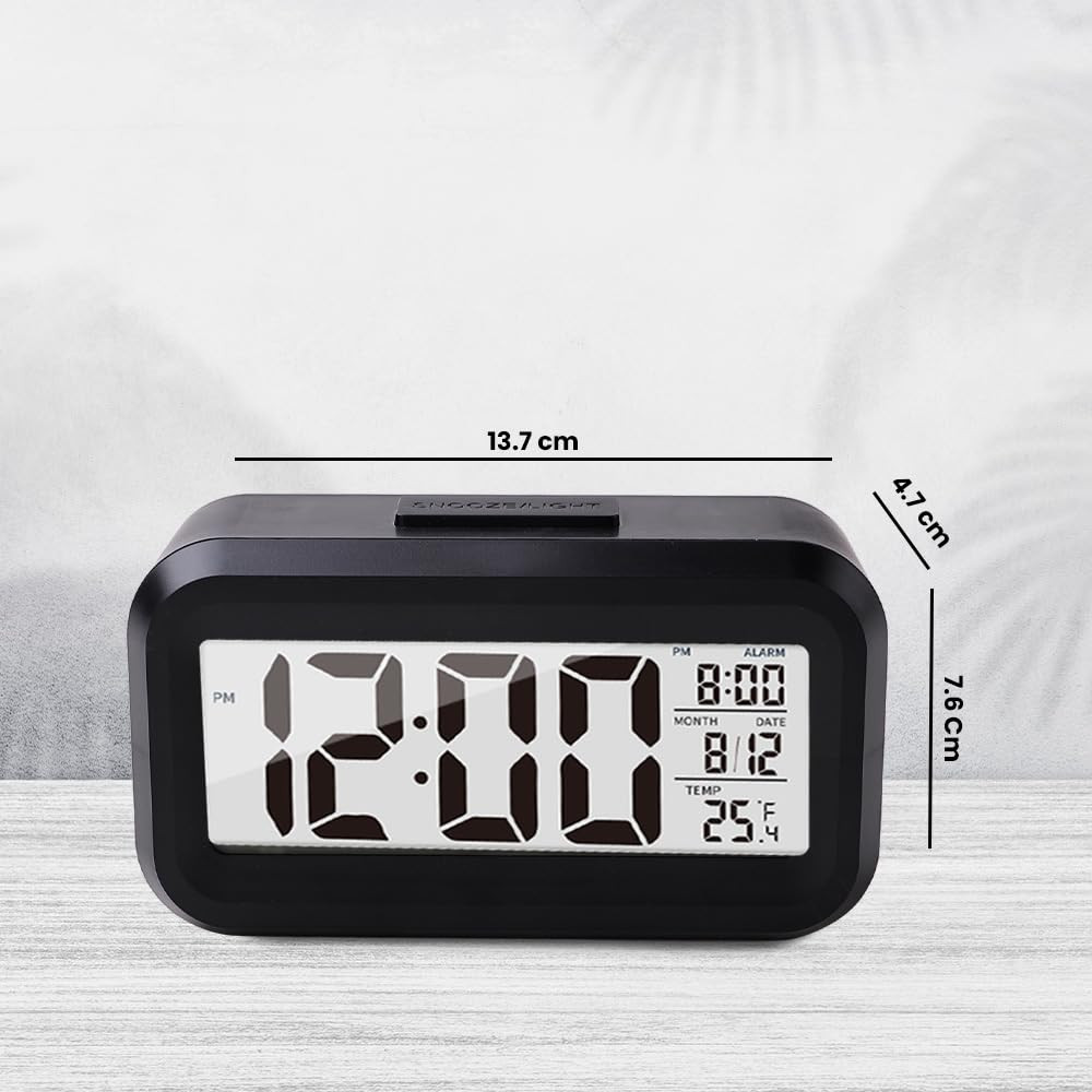 Kuber Industries ABS Battery Oprated Loud Digital Alarm Clock|Desk, Table Clock|Alarm Clock For Heavy Sleepers (Black)