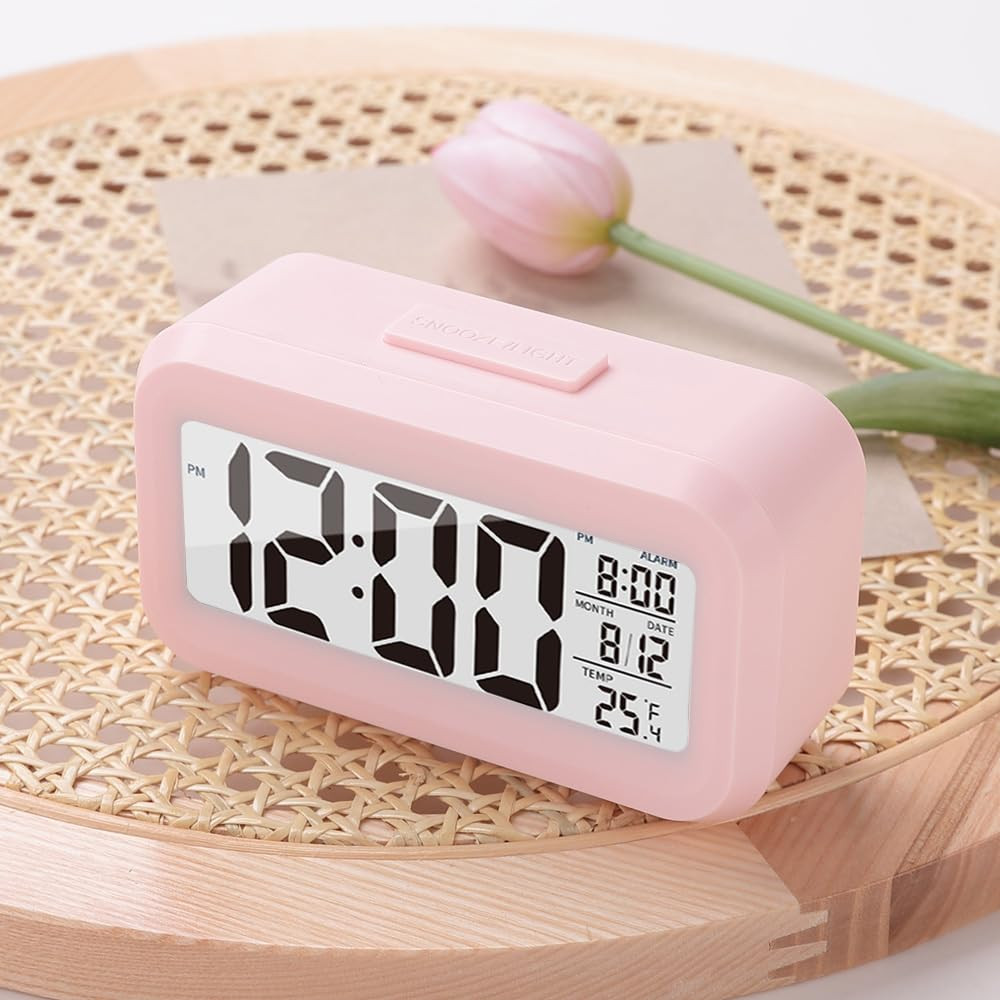 Kuber Industries ABS Battery Oprated Loud Digital Alarm Clock|Desk, Table Clock|Alarm Clock For Heavy Sleepers (Pink)