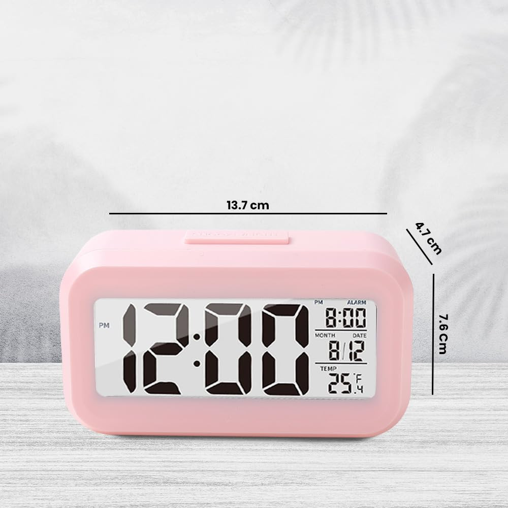 Kuber Industries ABS Battery Oprated Loud Digital Alarm Clock|Desk, Table Clock|Alarm Clock For Heavy Sleepers (Pink)