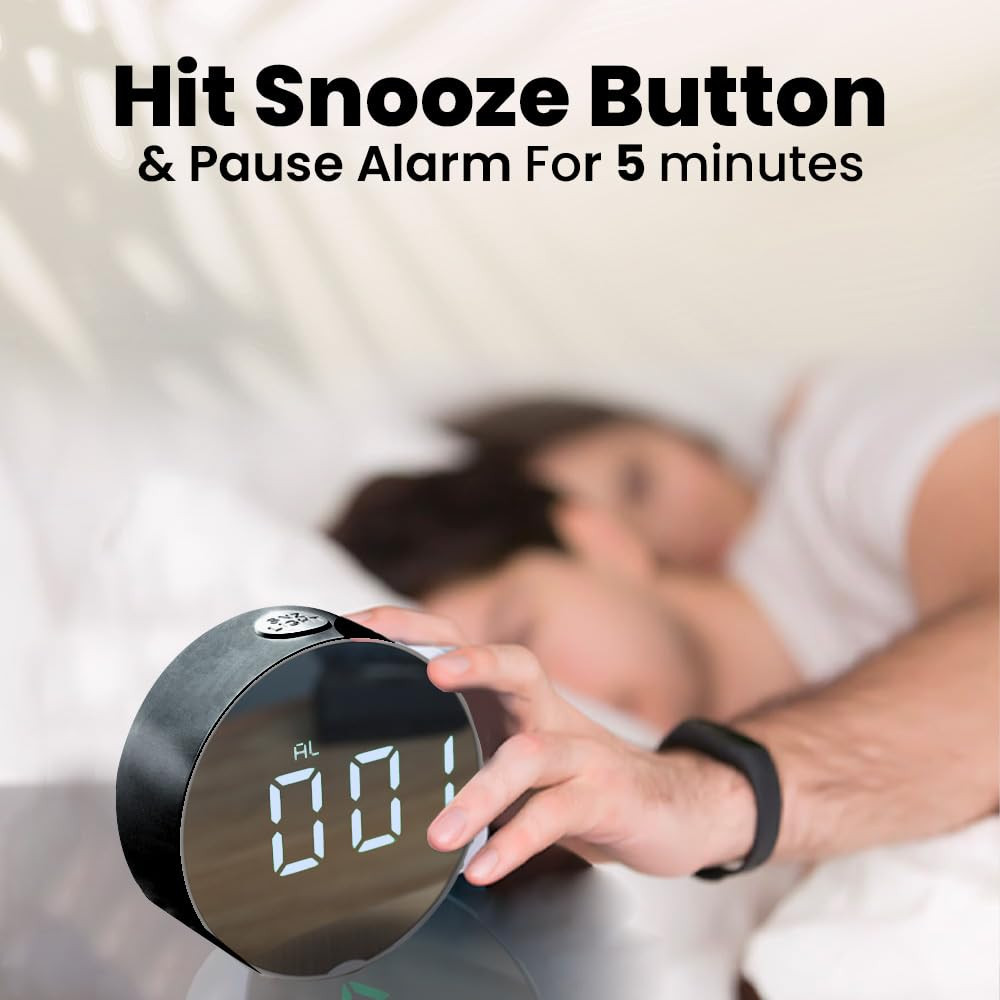 Kuber Industries ABS Battery Oprated Loud Digital Alarm Clock|Desk, Table Clock|Alarm Clock For Heavy Sleepers (Black)