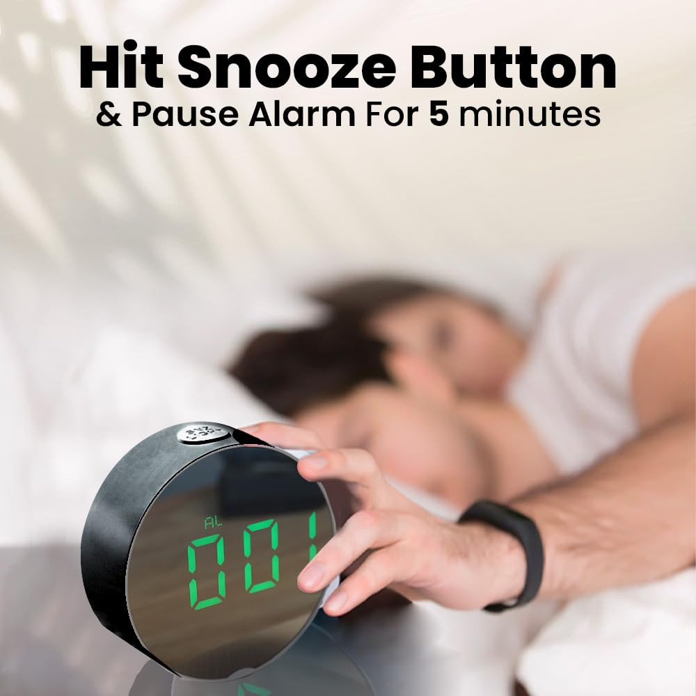 Kuber Industries ABS Battery Oprated Loud Digital Alarm Clock|Desk, Table Clock|Alarm Clock For Heavy Sleepers (Black)