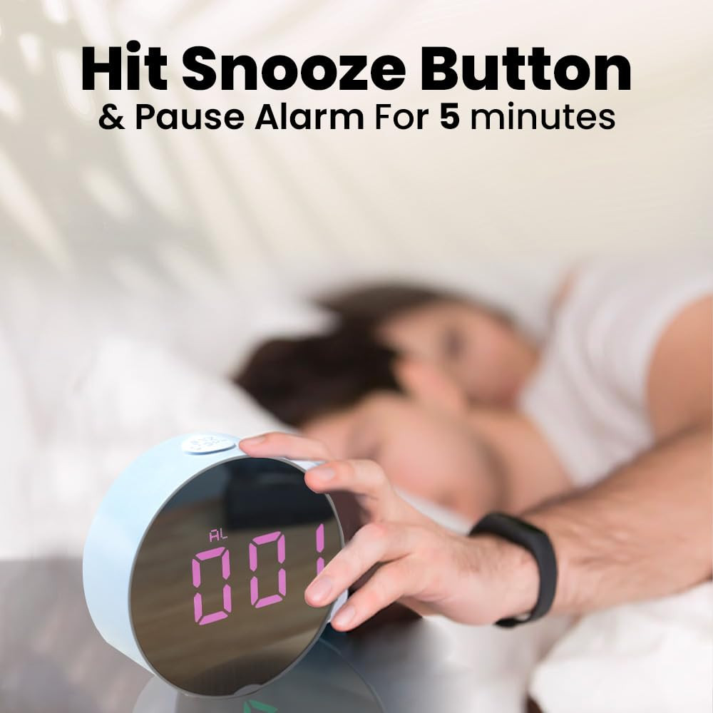 Kuber Industries ABS Battery Oprated Loud Digital Alarm Clock|Desk, Table Clock|Alarm Clock For Heavy Sleepers (White)
