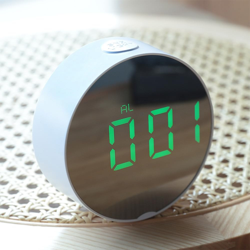 Kuber Industries ABS Battery Oprated Loud Digital Alarm Clock|Desk, Table Clock|Alarm Clock For Heavy Sleepers (White)
