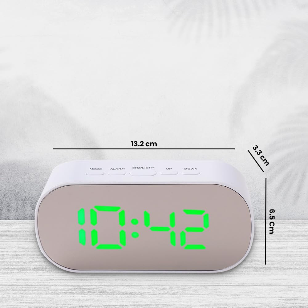 Kuber Industries ABS Battery Oprated Loud Digital Alarm Clock|Desk, Table Clock|Alarm Clock For Heavy Sleepers (White)