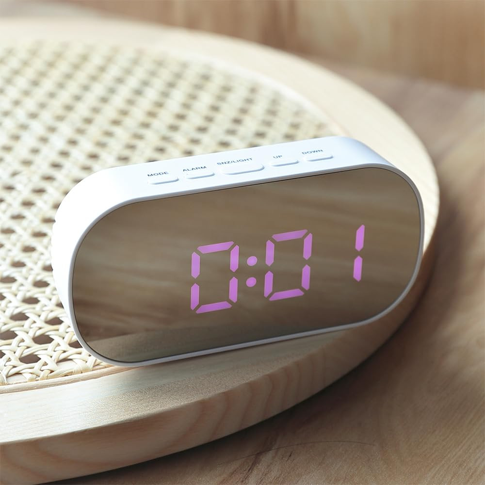 Kuber Industries ABS Battery Oprated Loud Digital Alarm Clock|Desk, Table Clock|Alarm Clock For Heavy Sleepers (White)
