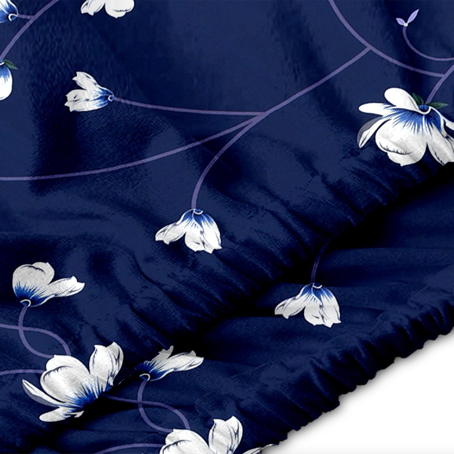 Kuber Industries AC Cover|Attractive Floral Print 1.5 Ton|All Weather Friendly|Stretchable Fabric & Elastic Closure, (Navy Blue)