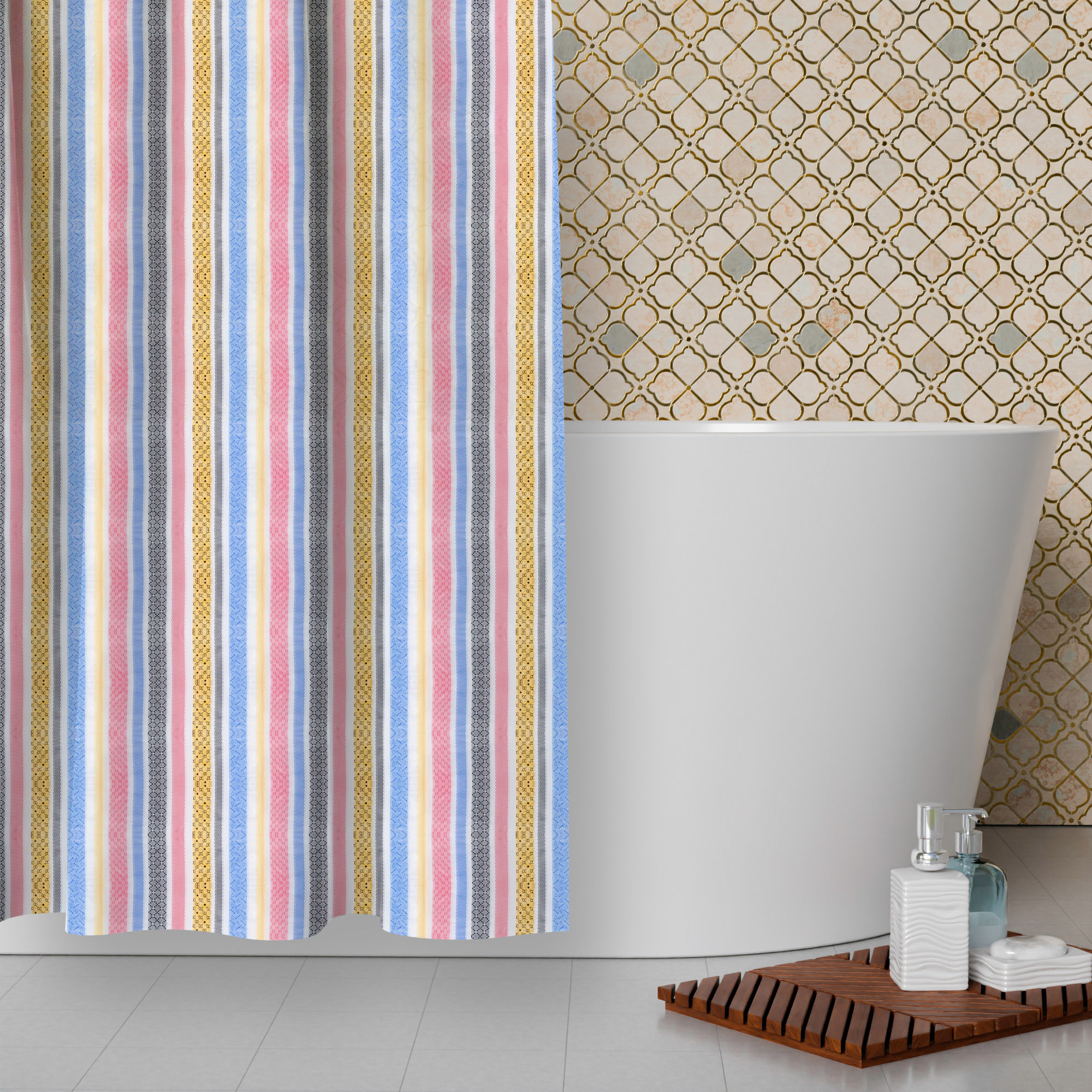 Kuber Industries AC Curtain  PVC Door Window Curtain  Curtains for Door  Lining Curtain for Bathroom  Window Blackout Curtain  Shower Curtain with 8 Rings  7 Feet  Multicolor