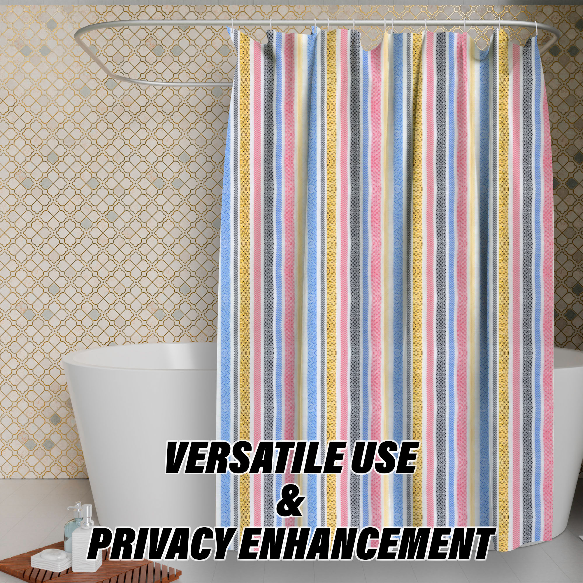 Kuber Industries AC Curtain  PVC Door Window Curtain  Curtains for Door  Lining Curtain for Bathroom  Window Blackout Curtain  Shower Curtain with 8 Rings  7 Feet  Multicolor