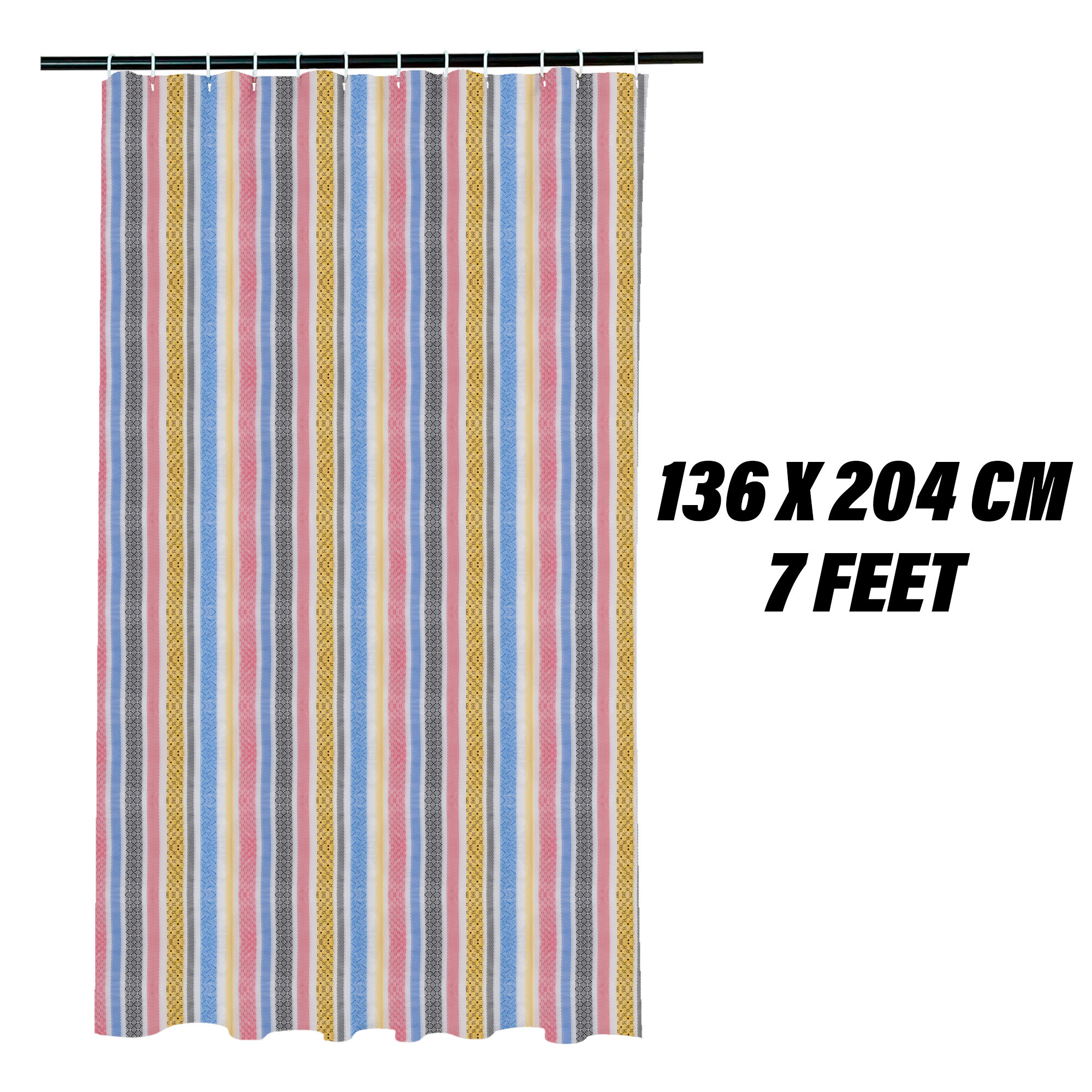 Kuber Industries AC Curtain | PVC Door Window Curtain | Curtains for Door | Lining Curtain for Bathroom | Window Blackout Curtain | Shower Curtain with 8 Rings | 7 Feet | Multicolor