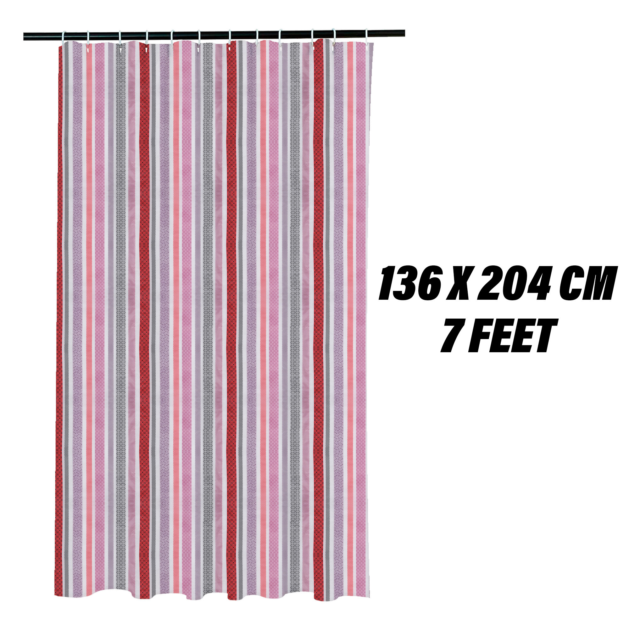 Kuber Industries AC Curtain | PVC Door Window Curtain | Curtains for Door | Lining Curtain for Bathroom | Window Blackout Curtain | Shower Curtain with 8 Rings | 7 Feet | Red & Black
