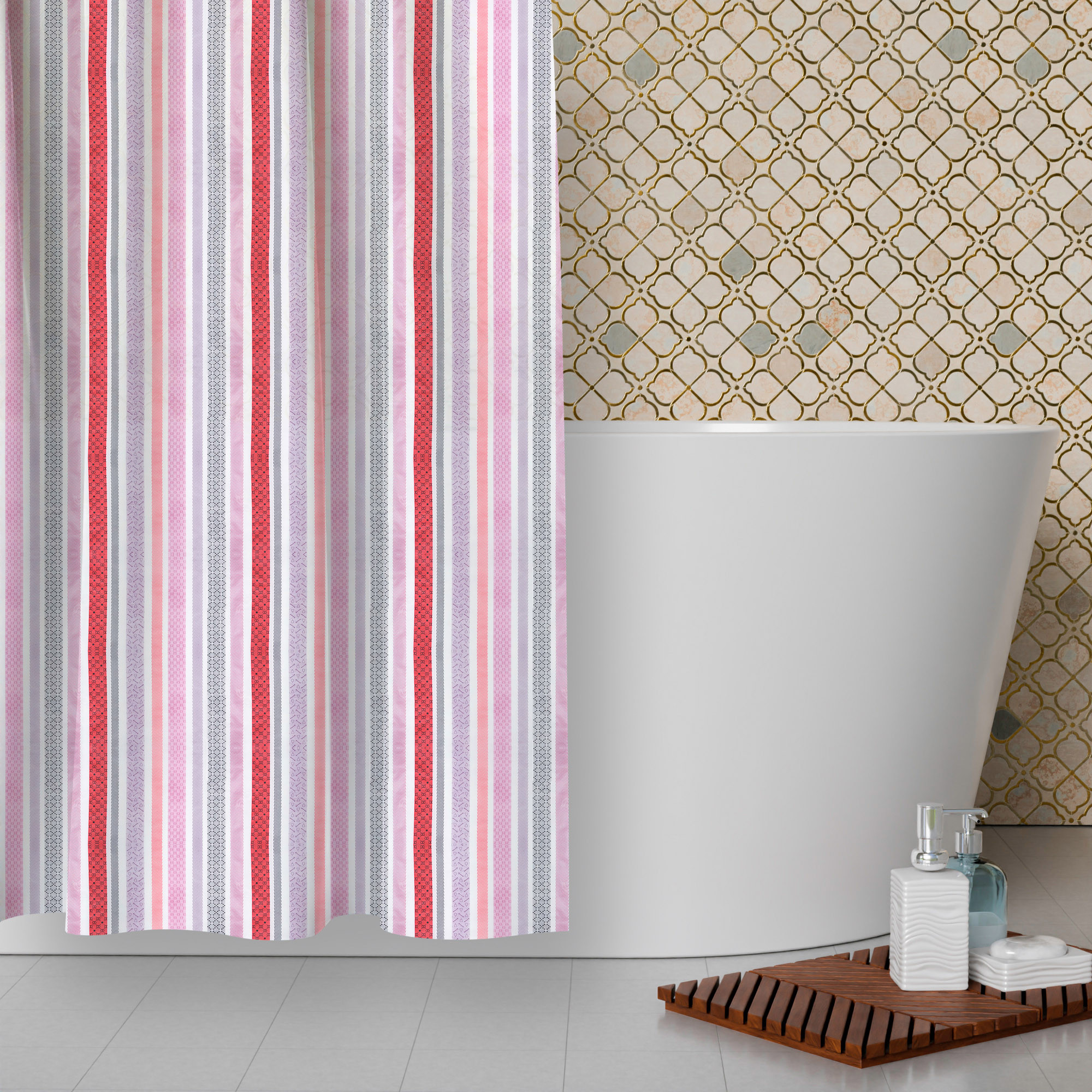 Kuber Industries AC Curtain | PVC Door Window Curtain | Curtains for Door | Lining Curtain for Bathroom | Window Blackout Curtain | Shower Curtain with 8 Rings | 7 Feet | Red & Black