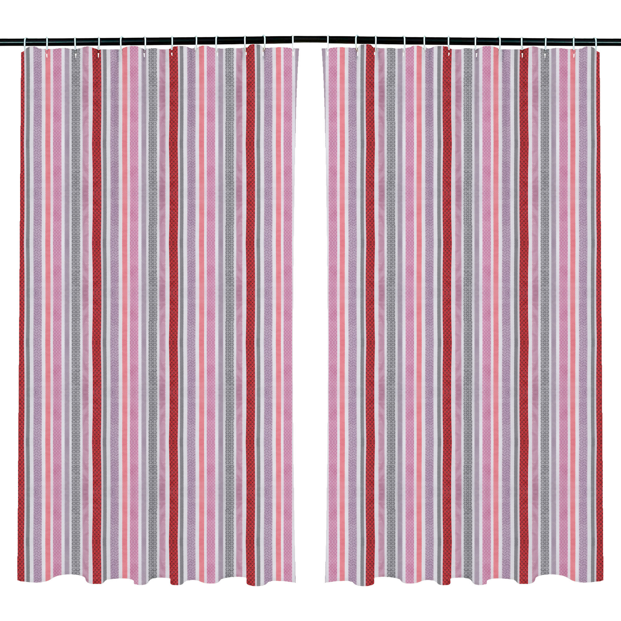 Kuber Industries AC Curtain | PVC Door Window Curtain | Curtains for Door | Lining Curtain for Bathroom | Window Blackout Curtain | Shower Curtain with 8 Rings | 7 Feet | Red & Black