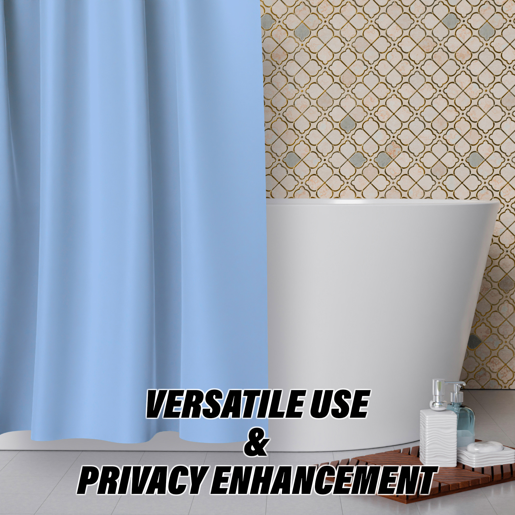 Kuber Industries AC Curtain  PVC Hospital Bed Curtain  Curtains for Hospital  Curtain for Bathroom  Window Blackout Curtain  Shower Curtain with 8 Rings  7 Feet  Blue