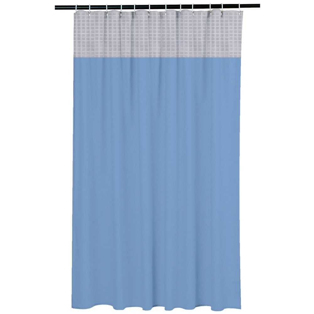 Kuber Industries AC Curtain | PVC Hospital Bed Curtain | Curtains for Hospital | Curtain for Bathroom | Window Blackout Curtain | Shower Curtain with 8 Rings | 7 Feet | Blue