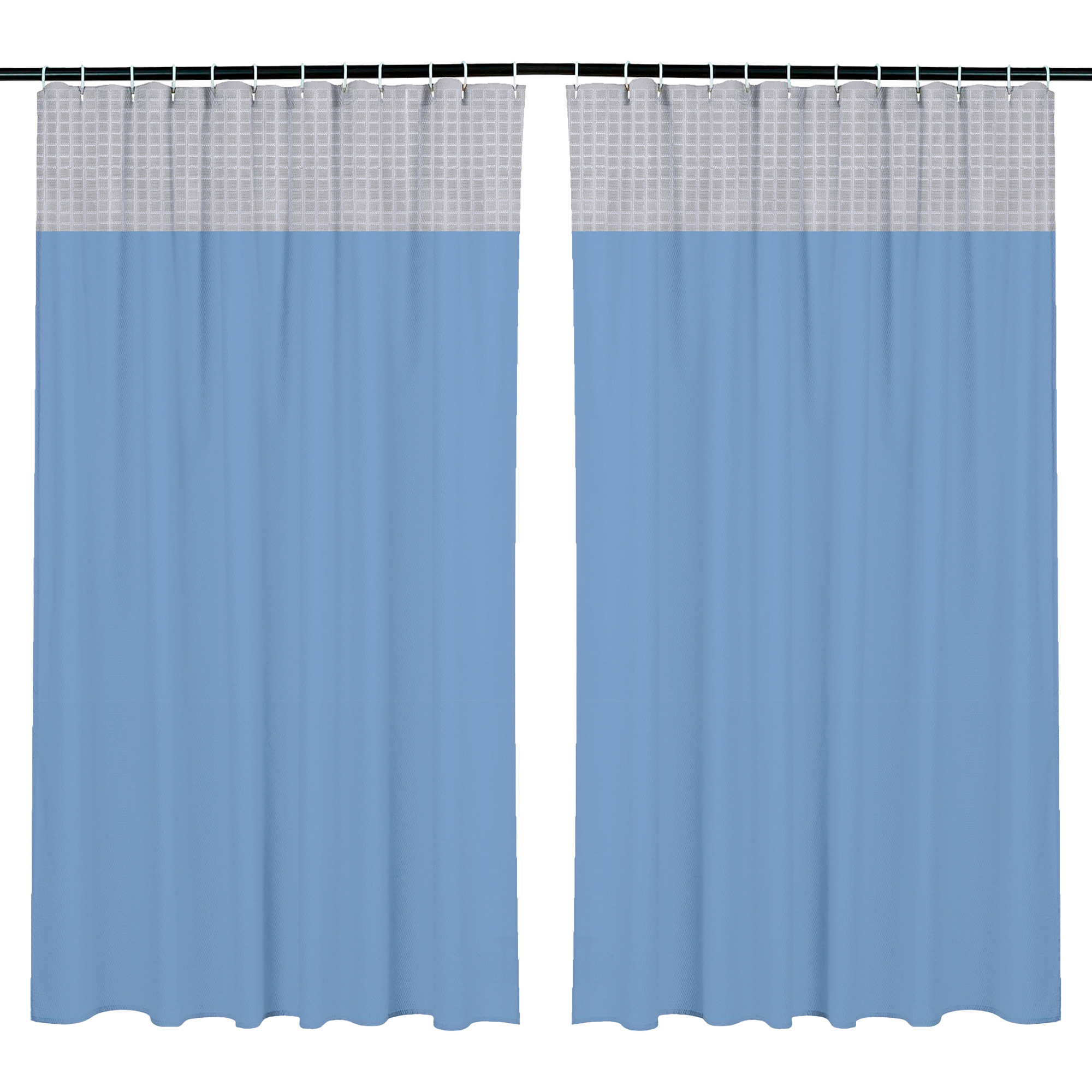 Kuber Industries AC Curtain | PVC Hospital Bed Curtain | Curtains for Hospital | Curtain for Bathroom | Window Blackout Curtain | Shower Curtain with 8 Rings | 7 Feet | Blue