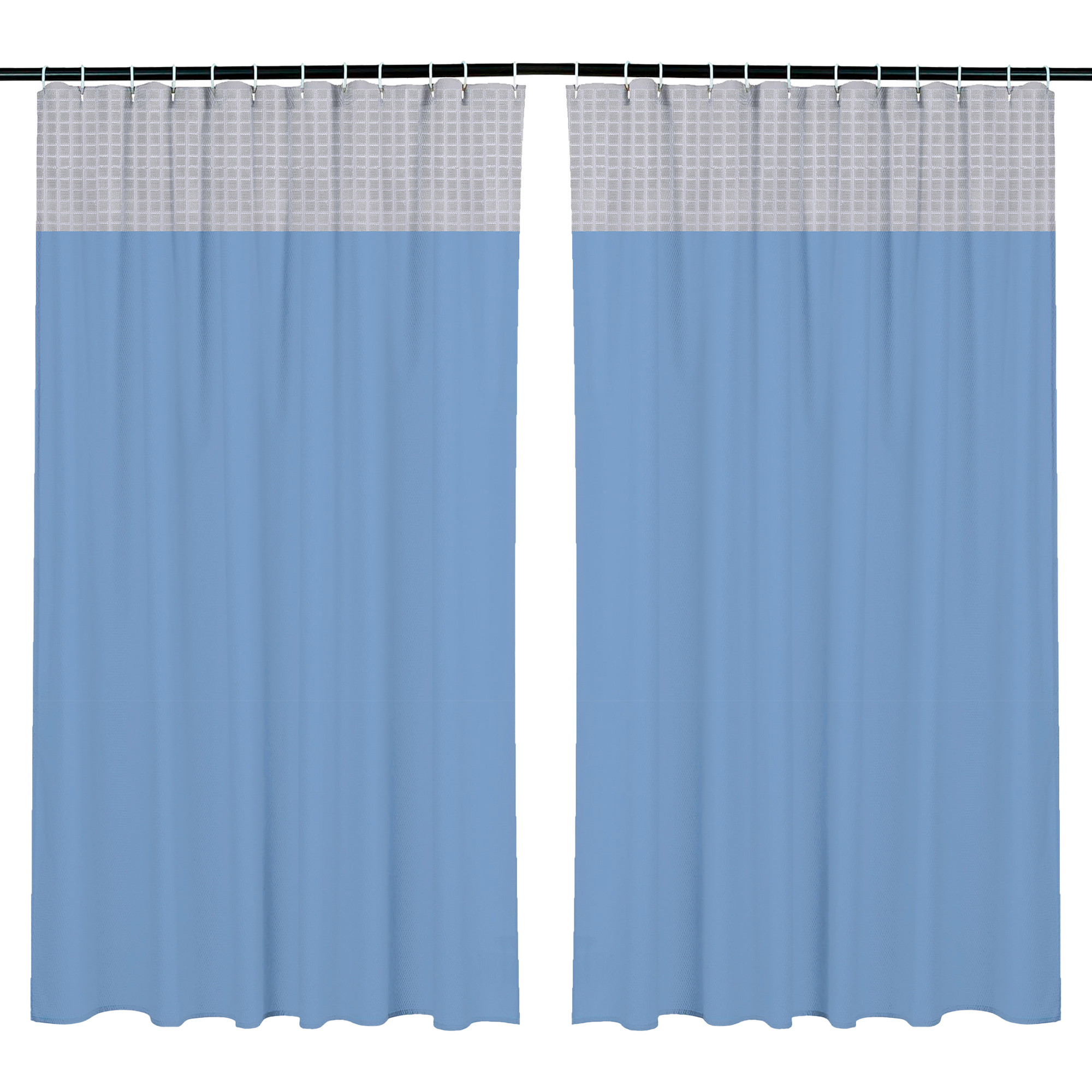 Kuber Industries AC Curtain | PVC Hospital Bed Curtain | Curtains for Hospital | Curtain for Bathroom | Window Blackout Curtain | Shower Curtain with 8 Rings | 7 Feet | Blue