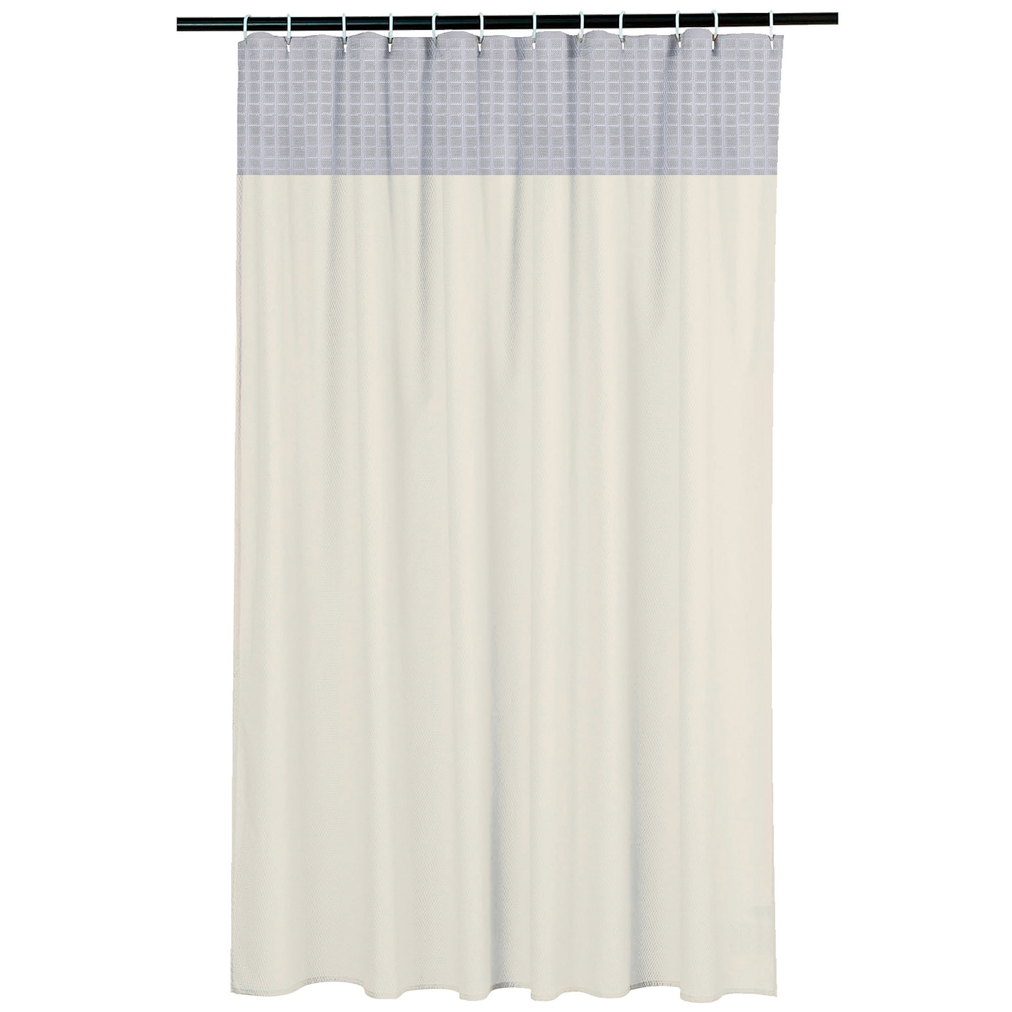 Kuber Industries AC Curtain | PVC Hospital Bed Curtain | Curtains for Hospital | Curtain for Bathroom | Window Blackout Curtain | Shower Curtain with 8 Rings | 7 Feet | Cream