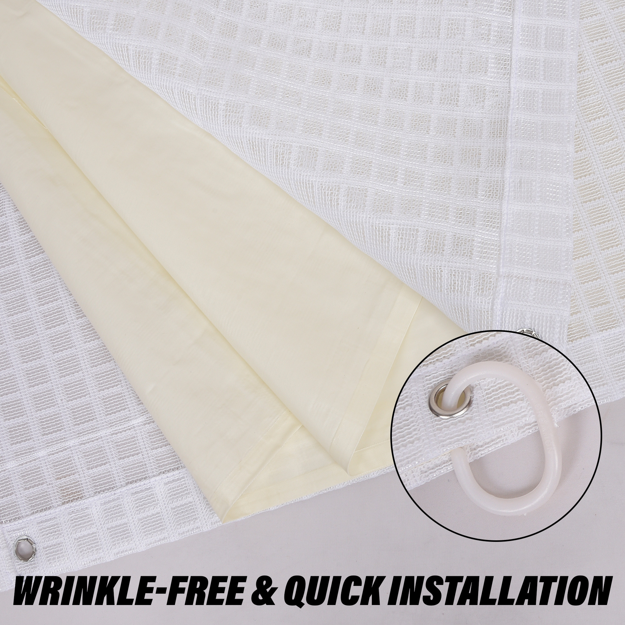 Kuber Industries AC Curtain | PVC Hospital Bed Curtain | Curtains for Hospital | Curtain for Bathroom | Window Blackout Curtain | Shower Curtain with 8 Rings | 7 Feet | Cream