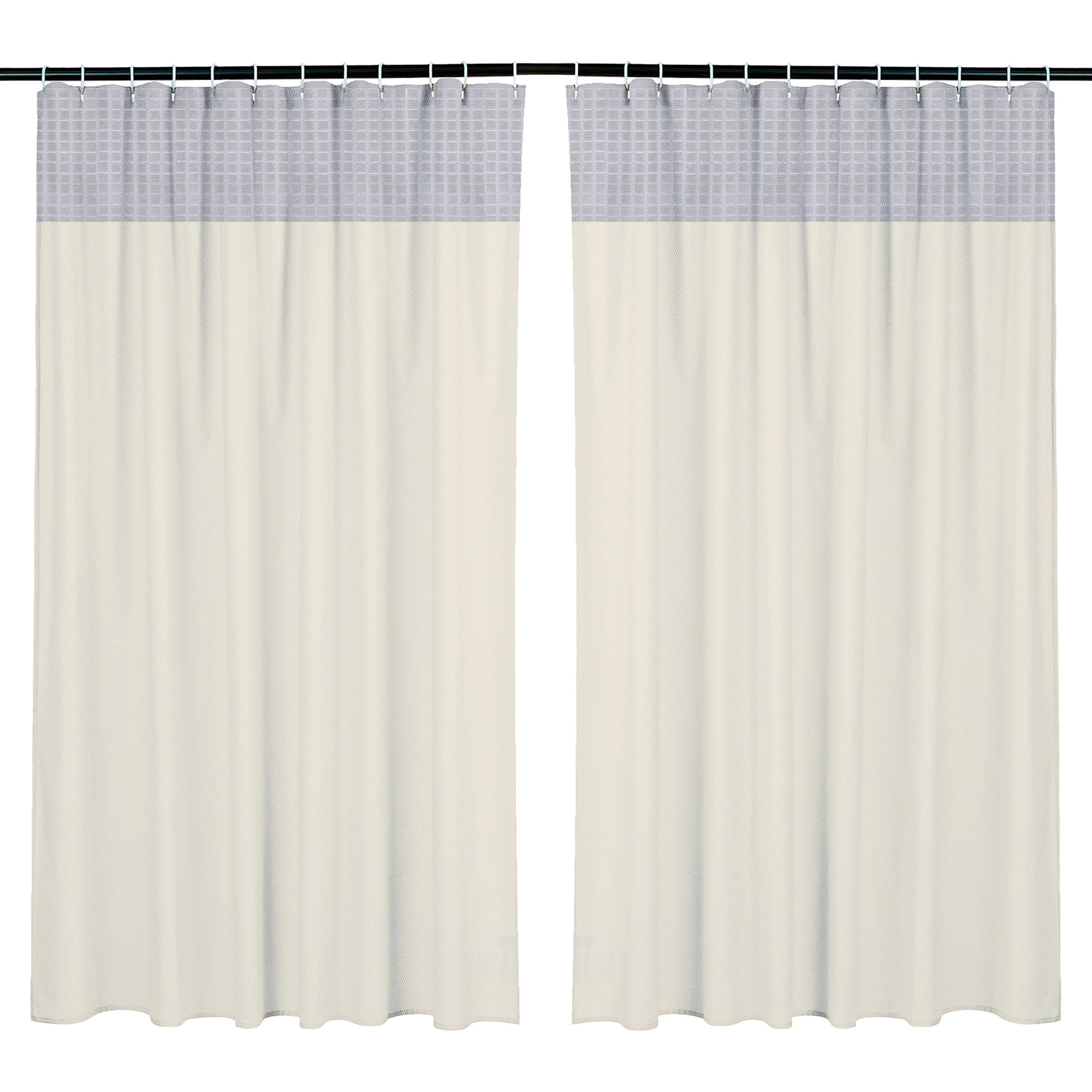 Kuber Industries AC Curtain | PVC Hospital Bed Curtain | Curtains for Hospital | Curtain for Bathroom | Window Blackout Curtain | Shower Curtain with 8 Rings | 7 Feet | Cream
