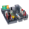 Acrylic Set of 25 Transparent Cosmetic Organizer Tray | Drawers Organisers for Kitchen, Office and Bathroom Vanity Makeup | Stationery Storage Drawer Divider Tray | Black