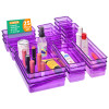 Acrylic Set of 25 Transparent Cosmetic Organizer Tray | Drawers Organisers for Kitchen, Office and Bathroom Vanity Makeup | Stationery Storage Drawer Divider Tray | Purple