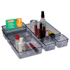 Acrylic Set of 7 Transparent Cosmetic Organizer Tray | Drawers Organisers for Kitchen, Office and Bathroom Vanity Makeup | Stationery Storage Drawer Divider Tray | Black