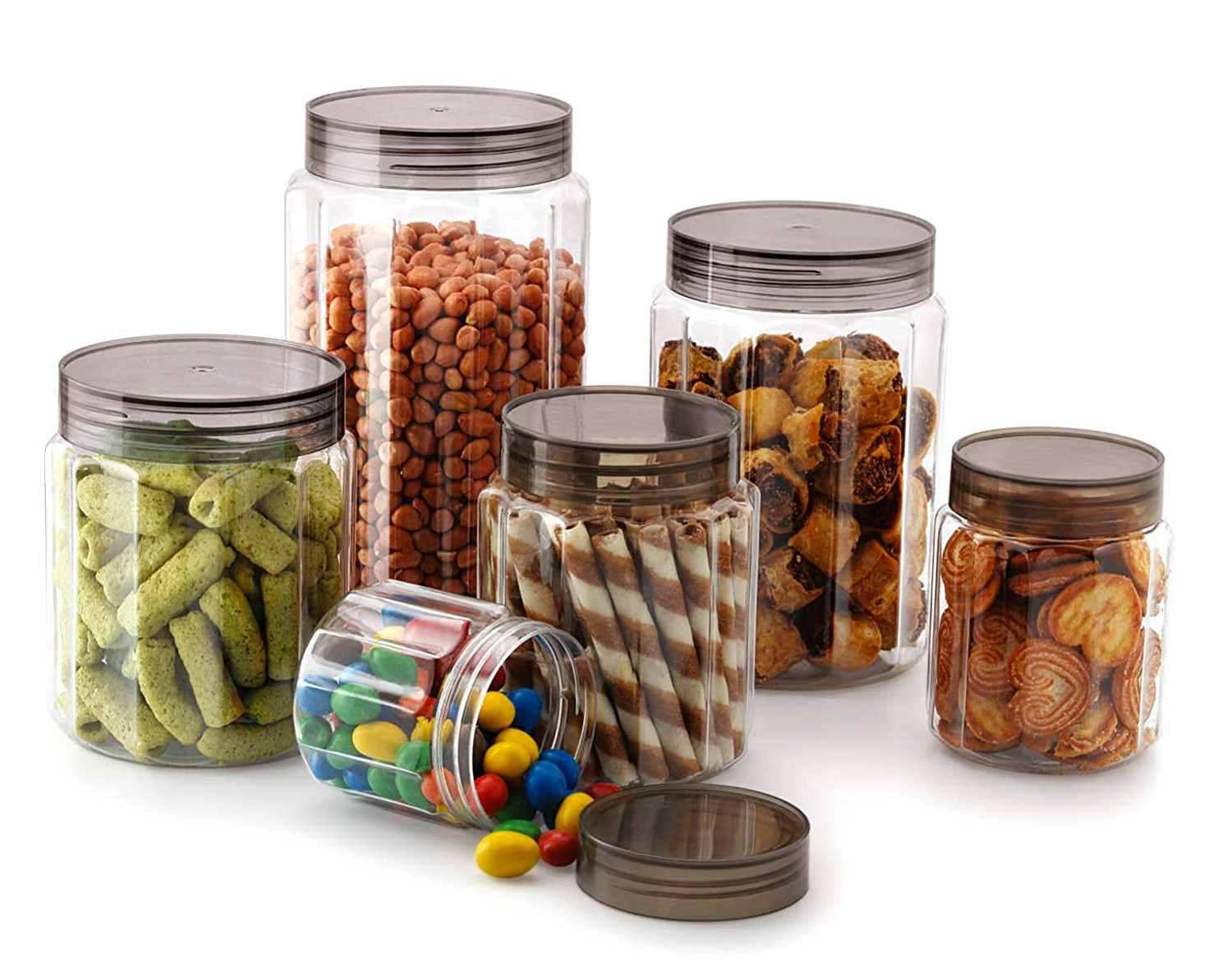 Kuber Industries Air Tight Food Grade Multiuses Tranasaparent Plastic Container Set, Set of 18 (Brown)