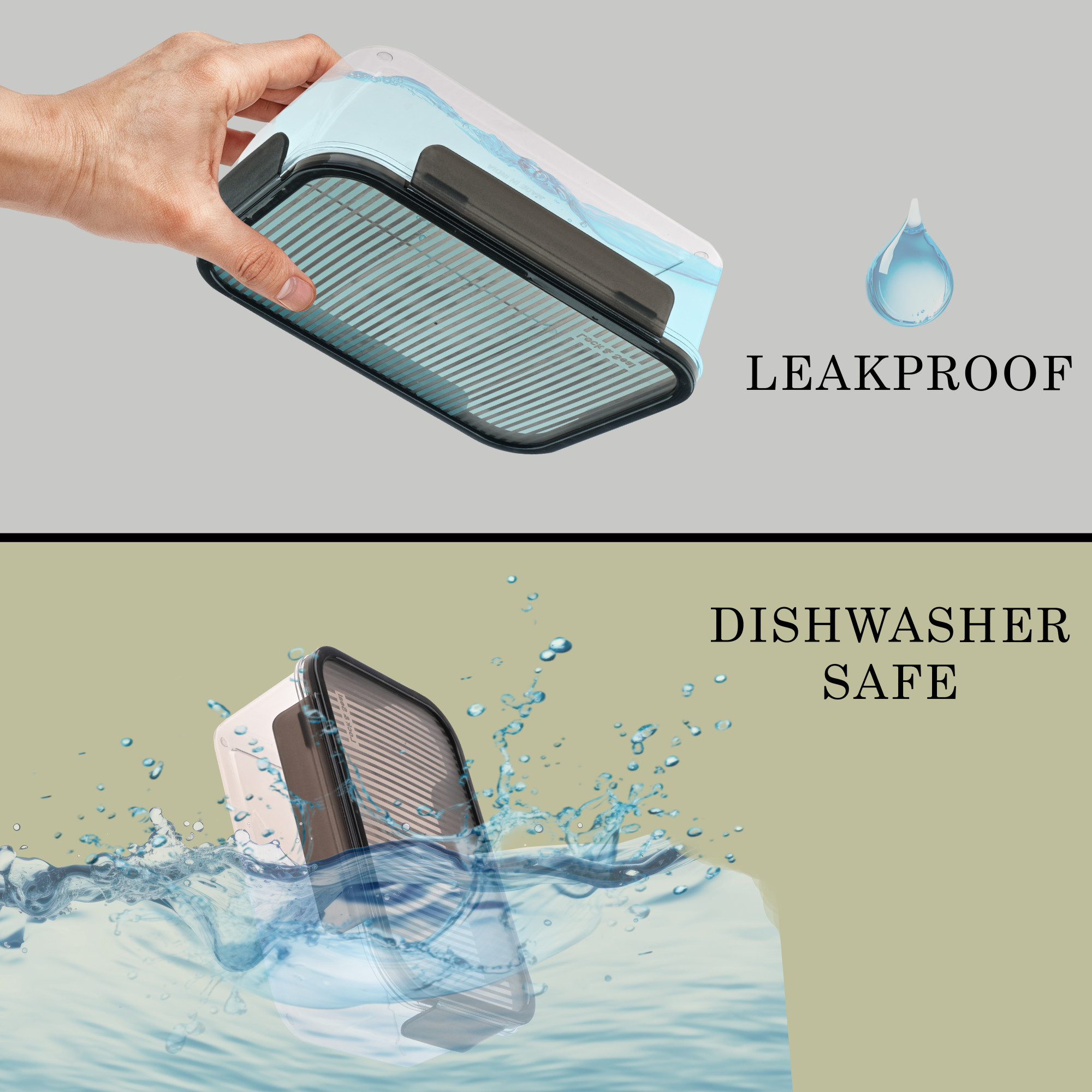 Kuber Industries Airtight Kitchen Container Set of 3 - 400ml 900ml 1600ml  Transparent Fridge Box with Leak Proof Lid  Lock  Food Storage Container Snack Box Cookies Dry Fruits  Black