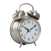Kuber Industries Alarm Clock | Alloy Steel Table Alarm Clock | Alarm Clock for Gift | Alarm Clock with Night Display | Vintage Look Alarm Clock | Battery Operated | Silver