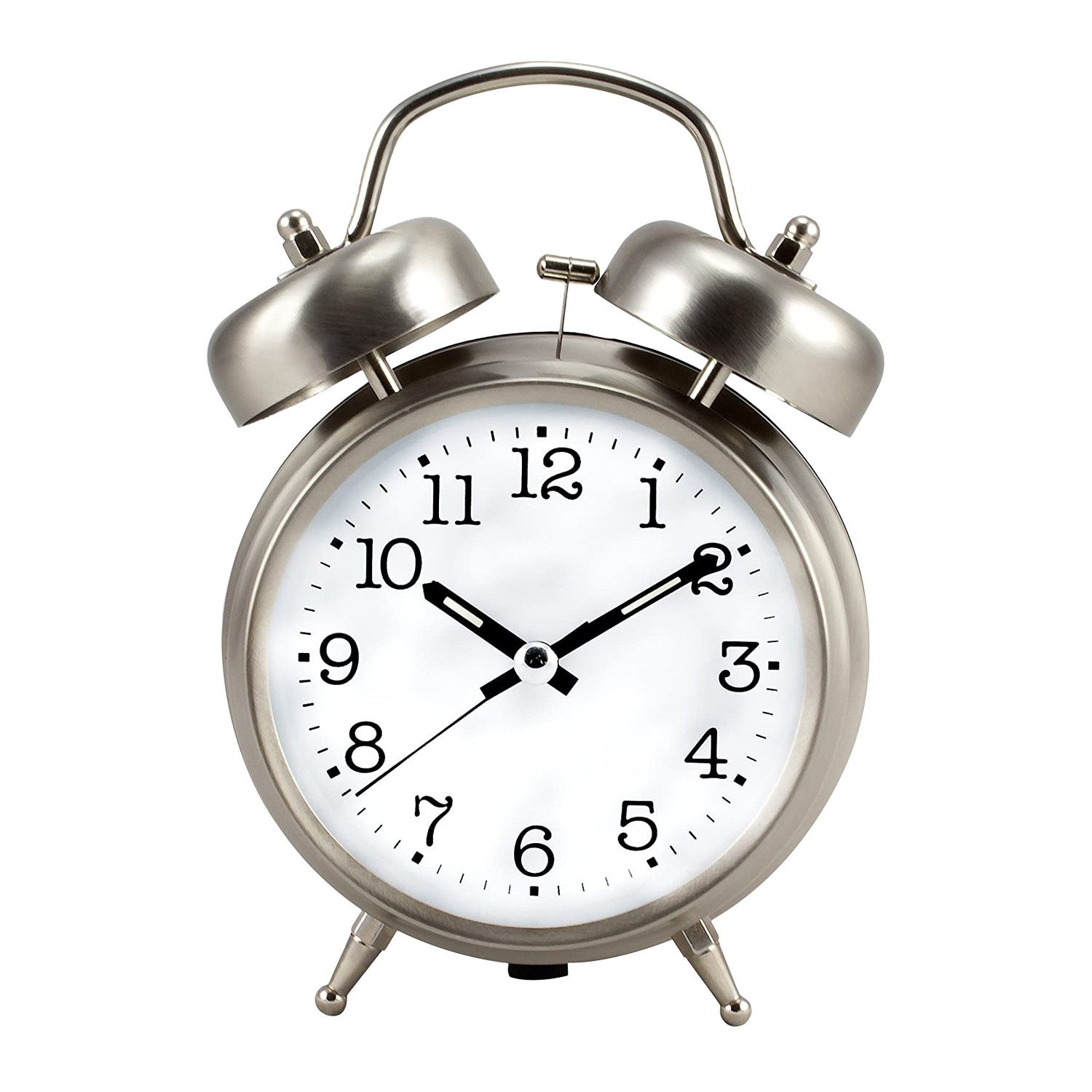 Kuber Industries Alarm Clock | Alloy Steel Table Alarm Clock | Alarm Clock for Gift | Alarm Clock with Night Display | Vintage Look Alarm Clock | Battery Operated | Silver