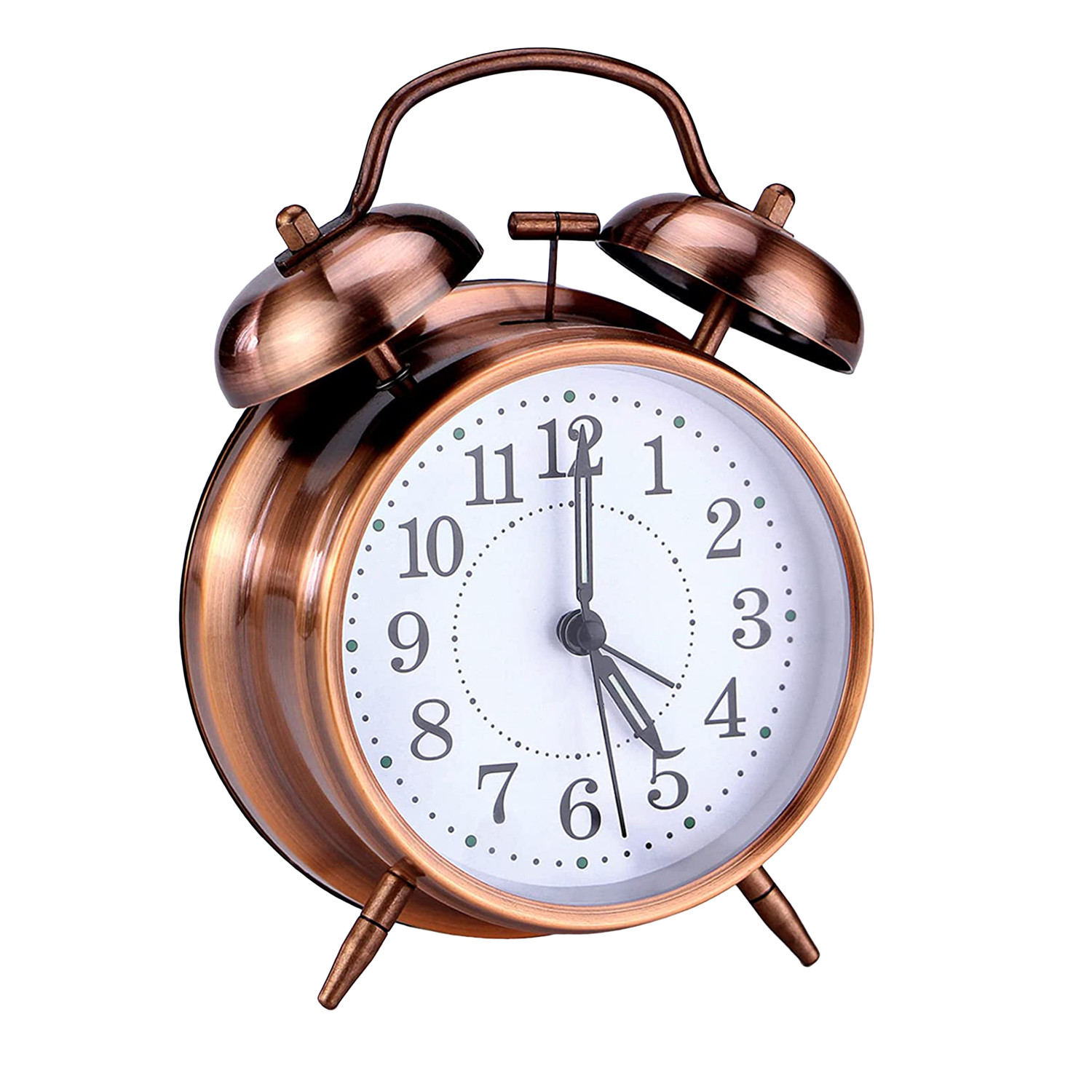 Kuber Industries Alarm Clock | Alloy Steel Table Alarm Clock | Alarm Clock for Gift | Alarm Clock with Night Display | Vintage Look Alarm Clock | Battery Operated |Copper