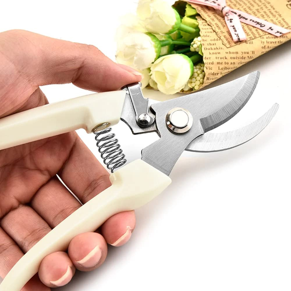 Kuber Industries All Purpose Plant Cutter|Pruner,Branch Trimmer,Shrub Cutter| Polished Iron Blade Garden Tools|Suitable for Small & Big Gardens|ZXQ-SC1006|Cream