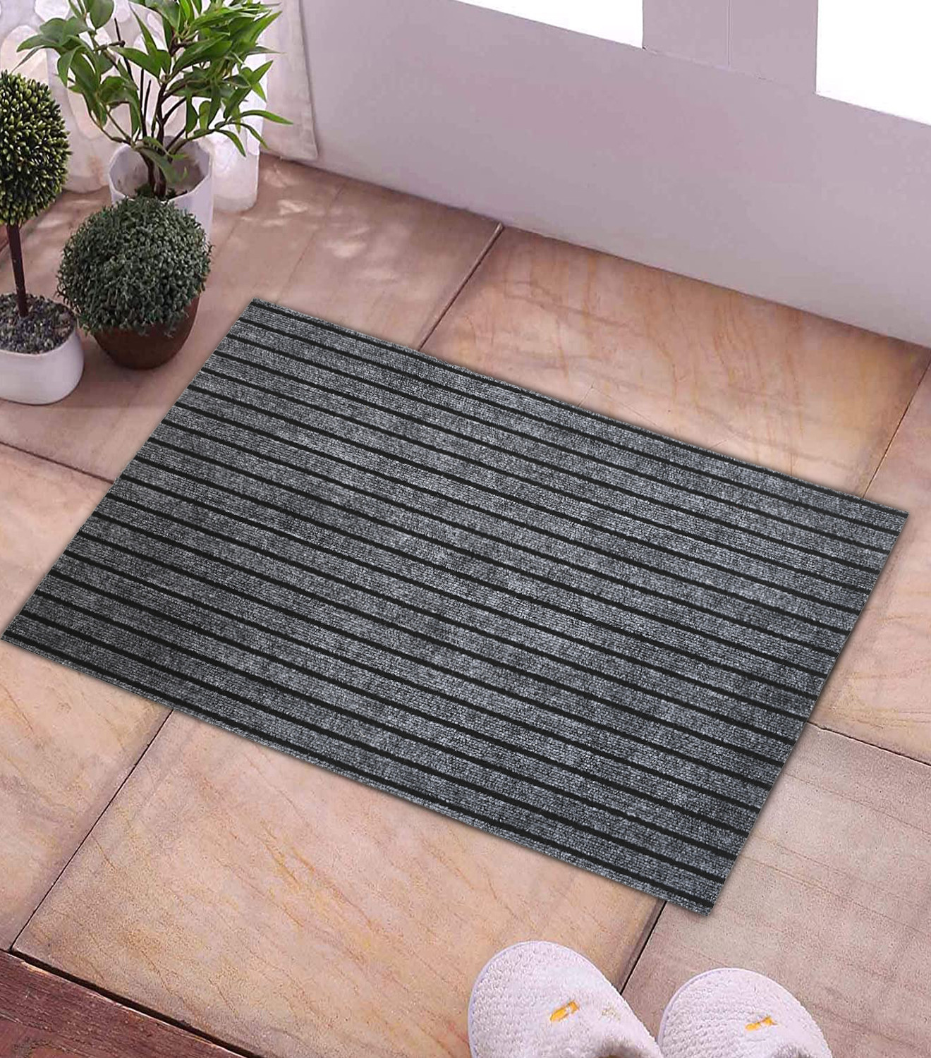 Kuber Industries All Weather Entry and Back Yard Door Mat, Non-Slip Rubber Backing, Absorbent and Waterproof, Dirt Trapping Rugs for Entryway -16