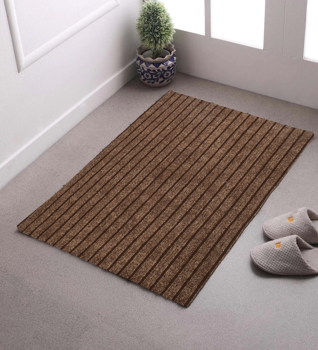 Kuber Industries All Weather Entry and Back Yard Door Mat, Non-Slip Rubber Backing, Absorbent and Waterproof, Dirt Trapping Rugs for Entryway- Pack of 2 -16